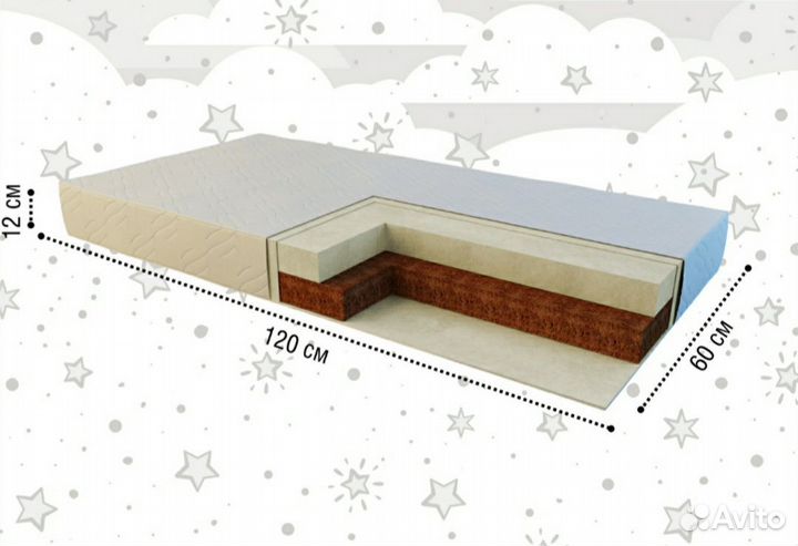 Матрас двухсторонний в детскую кроватку 120*60