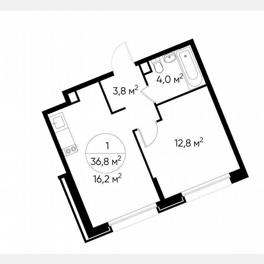 1-к. квартира, 36,8 м², 1/17 эт.