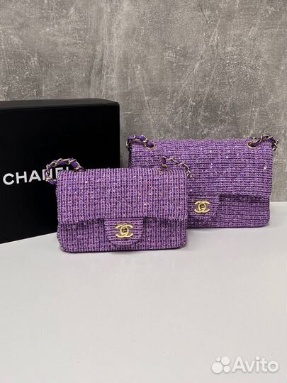 Сумка женская Chanel 2.55 текстильная из твида