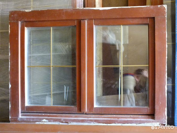 Окно цельнодеревянное 2х створчатое, 115х85,5см