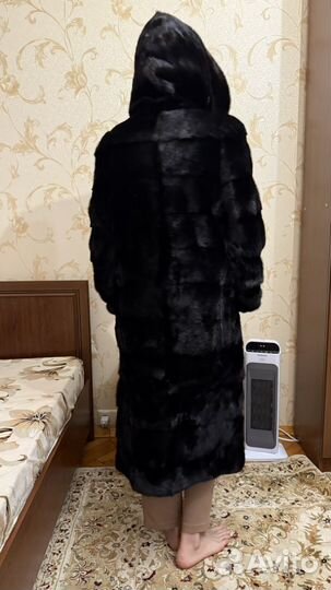 Шуба норковая 42 44 длинная с капюшоном