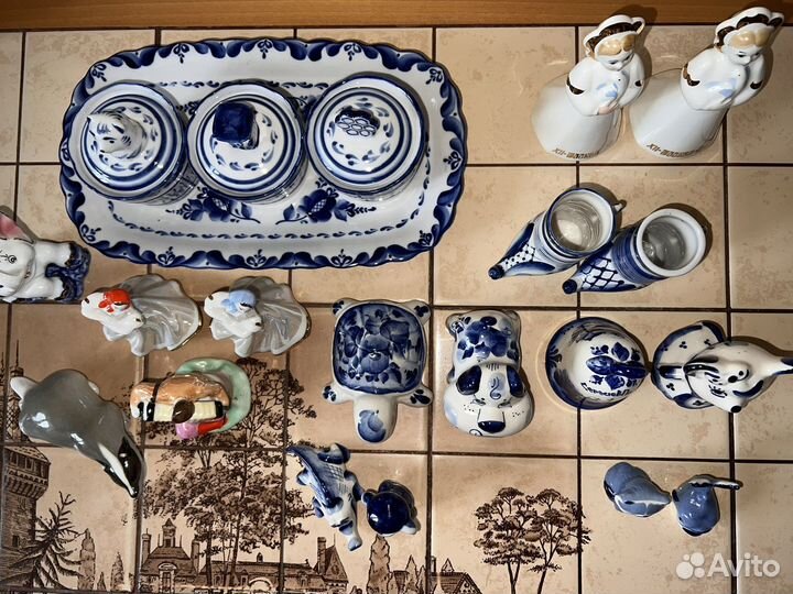 Гжель. Старая гжель. Статуэтки