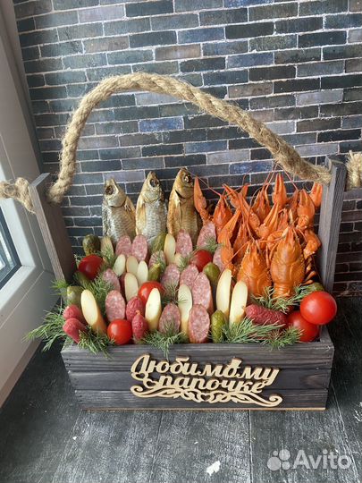 Съедобные мужские букеты в ящиках