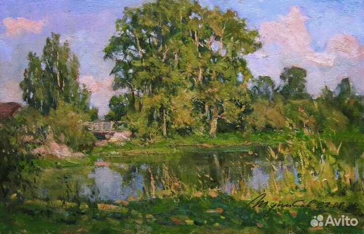 Картина маслом Пруд летом