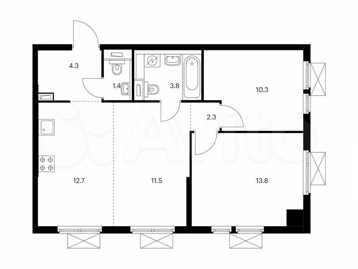 3-к. квартира, 60,1 м², 15/15 эт.