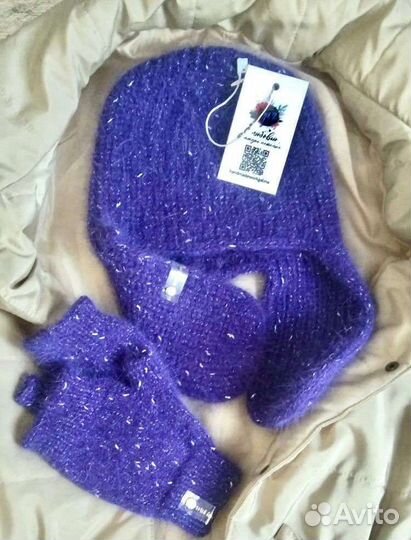 Шапка с ушками + Митенки