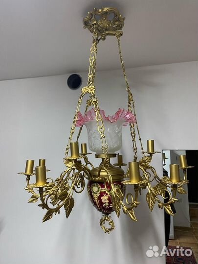 Люстра старинная бронза, антиквариат