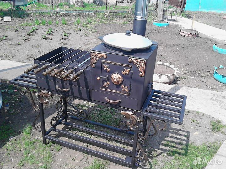 Мангал с печью под казан