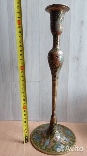 Подсвечник Индия латунь эмаль 34 см