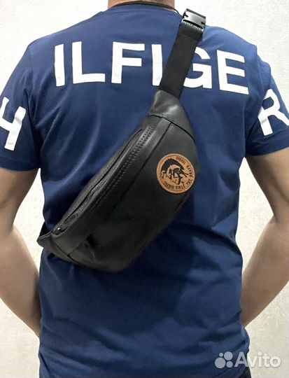 Мужская кожаная сумка Diesel слинг