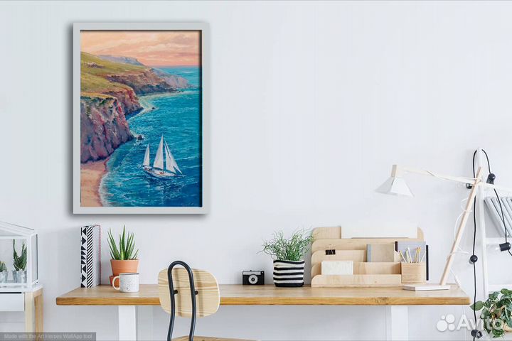 Картина маслом море корабль яхта