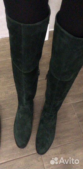 Замшевые сапоги ботфорты эконика 37