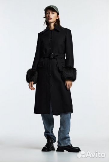 Шерстяное пальто Zara XS-S