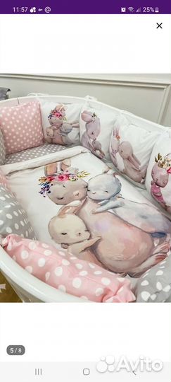 Бортики, одеяло и подушка в детскую кроватку