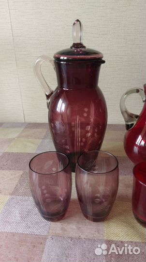 Кувшины и вазы, цветное стекло, винтаж СССР