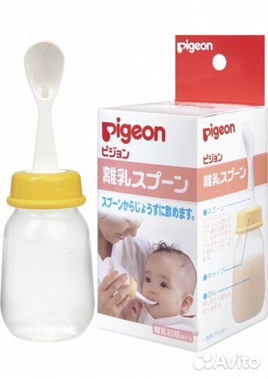 Pigeon бутылочка и ложечка для кормления с 3х мес
