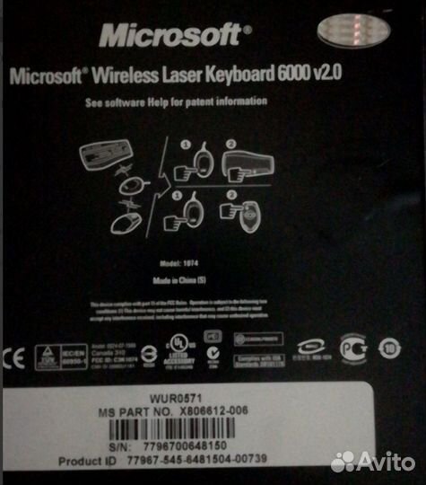 Клавиатура Microsoft Wireless Laser Keybofrd 6000