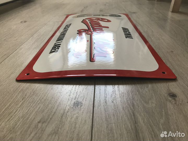 Табличка пиво Budweiser эмаль большая