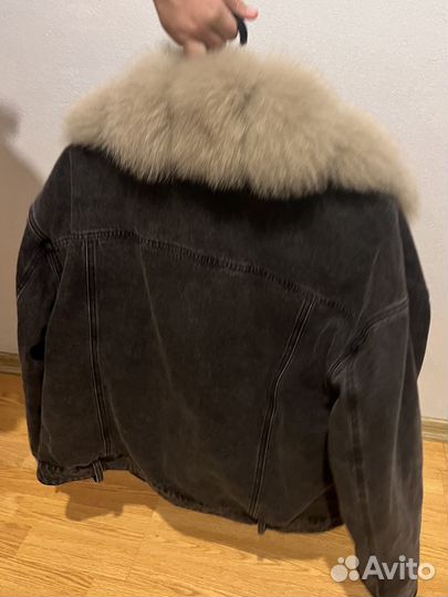 Джинсовая куртка женская с натуральным мехом