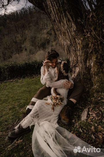 Комплект букет и венок и из сухоцветов