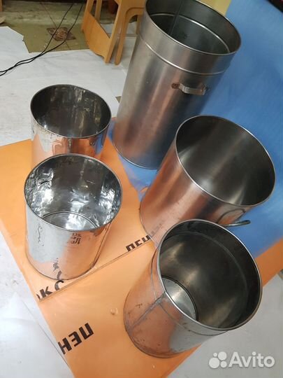 Бачки из нержавейки, комплект - 5 шт. с крышками