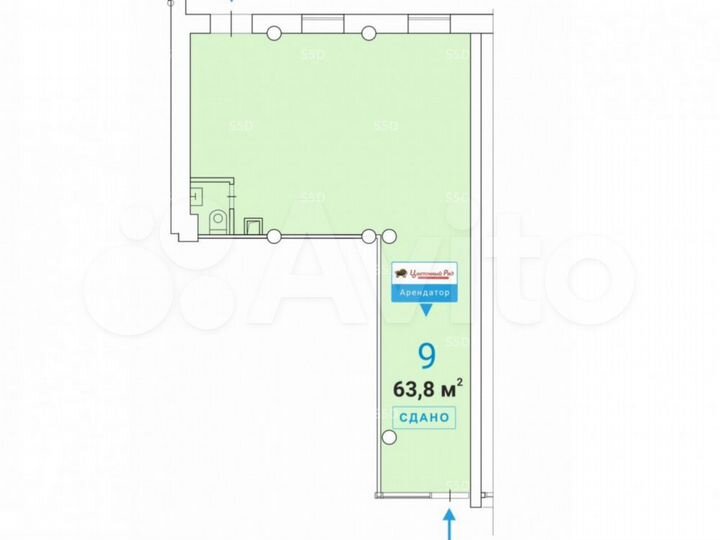 Продам торговое помещение, 63.8 м²