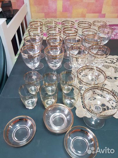 Фужеры и рюмки из чешского стекла, времён СССР