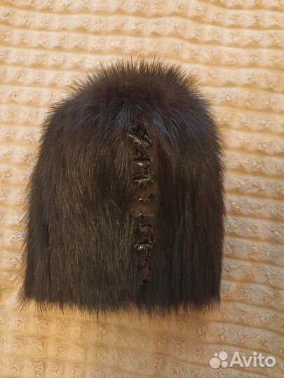 Шапка норковая женская вязаная