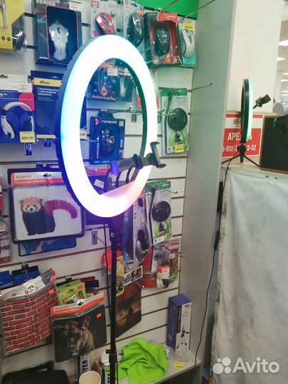 Лампа селфи кольцевая 45 см RGB со штативом