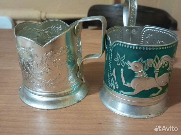 Подстаканники СССР с зубром и волком