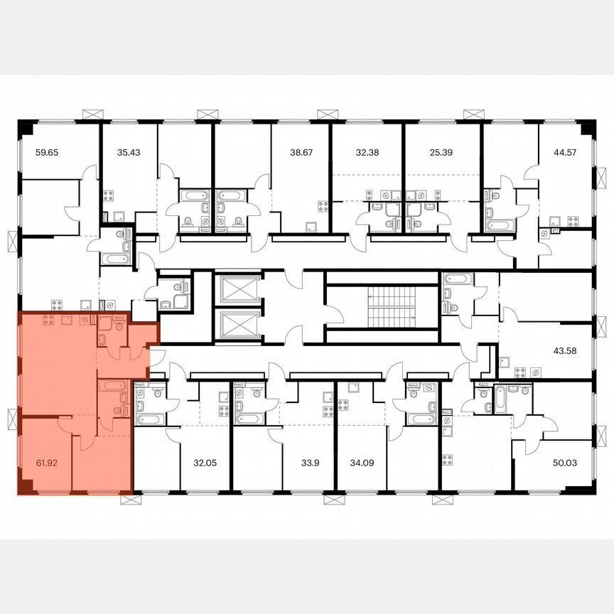 2-к. квартира, 61,9 м², 2/20 эт.