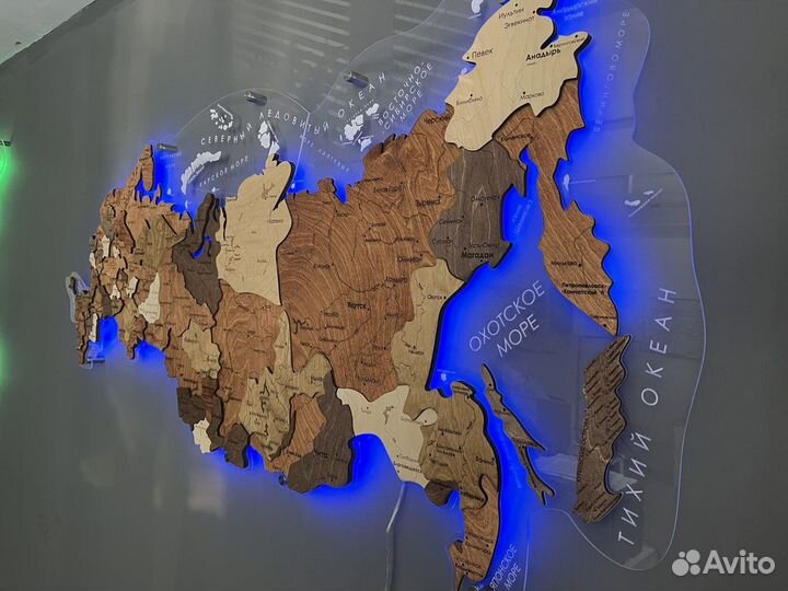Карта России из дерева