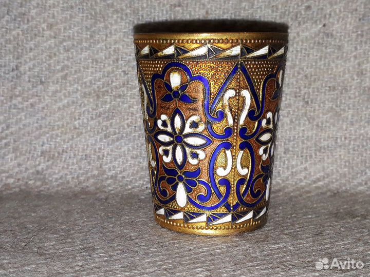 Красивая стопка стакан латунь эмаль СССР