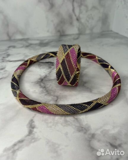 Чокер и браслет из японского бисера ручной работы