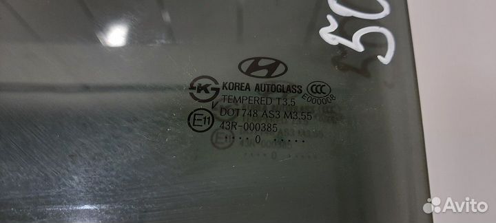 Стекло двери заднее левое (Hyundai Santa Fe II)