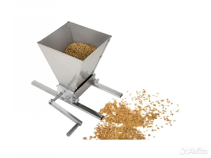Мельница для солода двухвальцовая, с бункером
