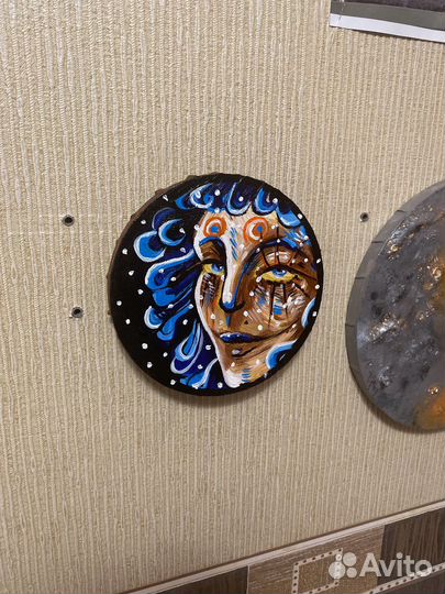 Картина акрилом, 20 см диаметром на подрамнике