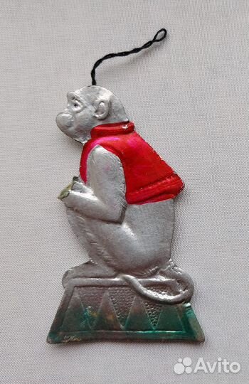 Елочные игрушки картонаж Цирковая обезьянка