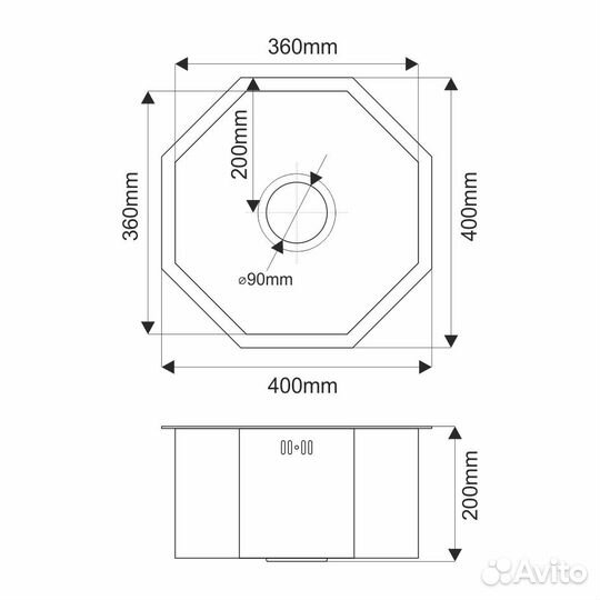 Мойка кухонная Melana ProfLine D400BR бронза врезная фигурная 400x360x200мм