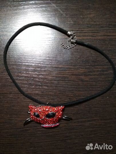 Украшение на шею готическое крупное подвеска кошка