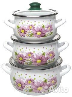 Эмалированная посуда Кастрюли, Чайники новые