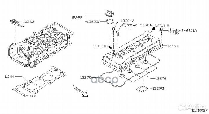 Прокладка крышки клапанов 13270AU005 nissan