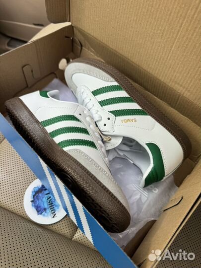 Кеды Adidas Samba white/green