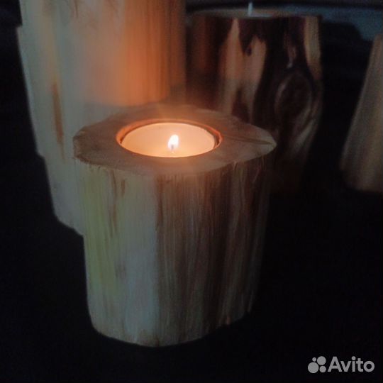 Подсвечник из можжевельника