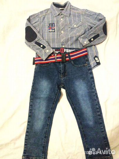 Джинсы и рубашка на рост 104-110