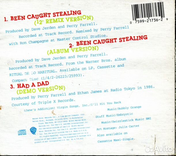 Jane's Addiction – Been Caught Stealing CD