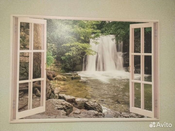 Картина водопад имитация окна 100*70 фэншуй