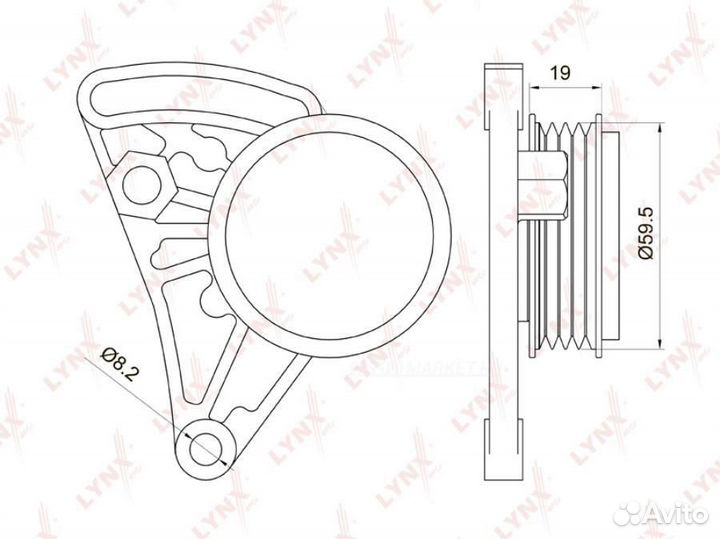 Lynxauto PB-5037 Ролик натяжной навесного оборудов
