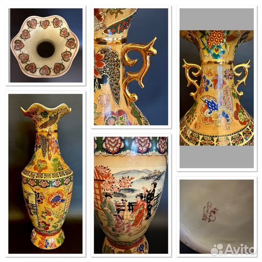 Китайские парные вазы винтаж ручная работа