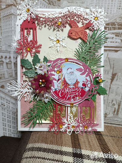 Новогодняя открытка ручной работы